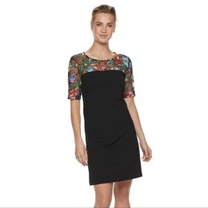 Nina Leonard Embroidered Dress